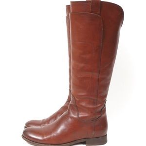 AUTHENTIC FRYE LEATHER SIDE ZIP KNEE HIGH BOOTS 8